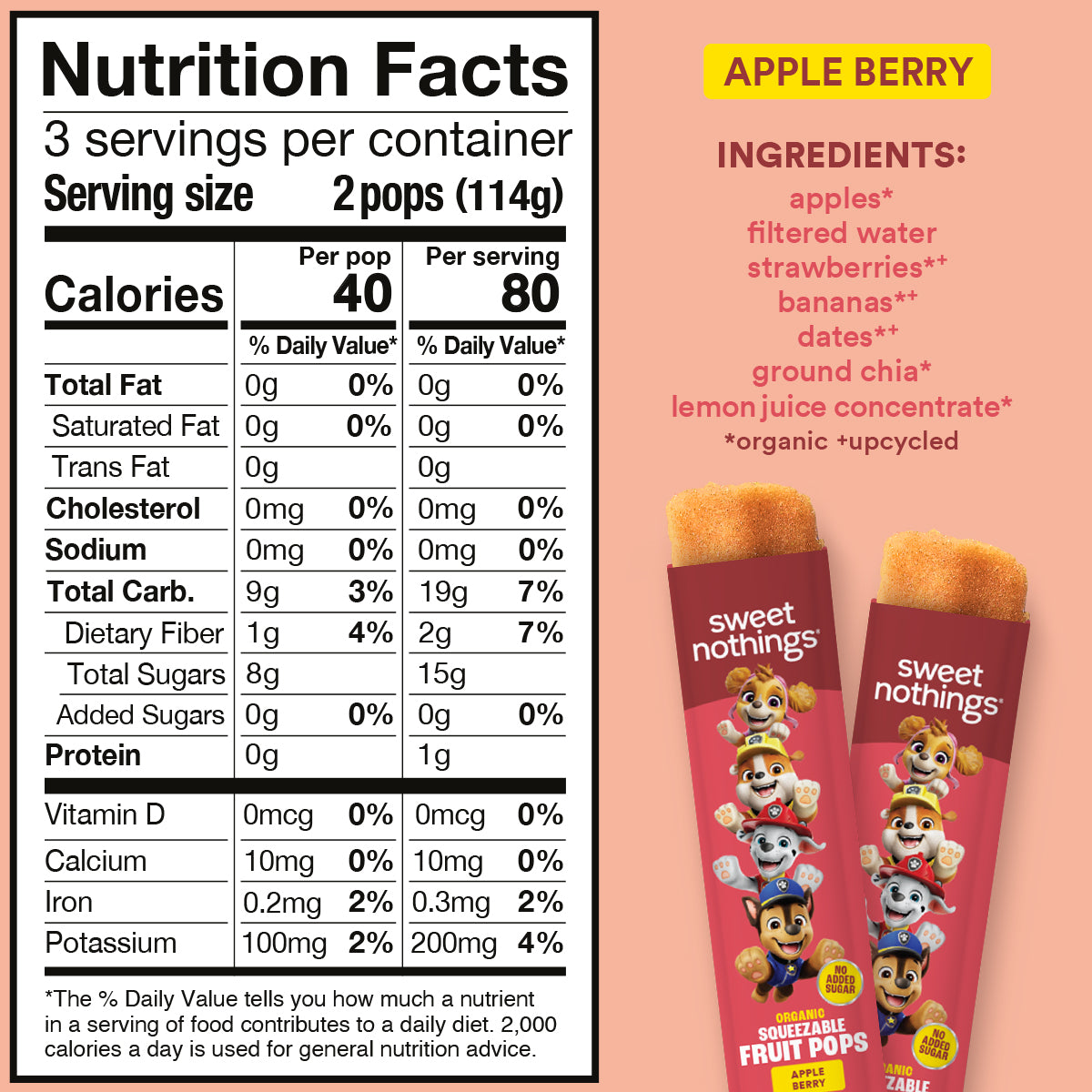 Apple Berry PAW Patrol Squeezable Fruit Pop