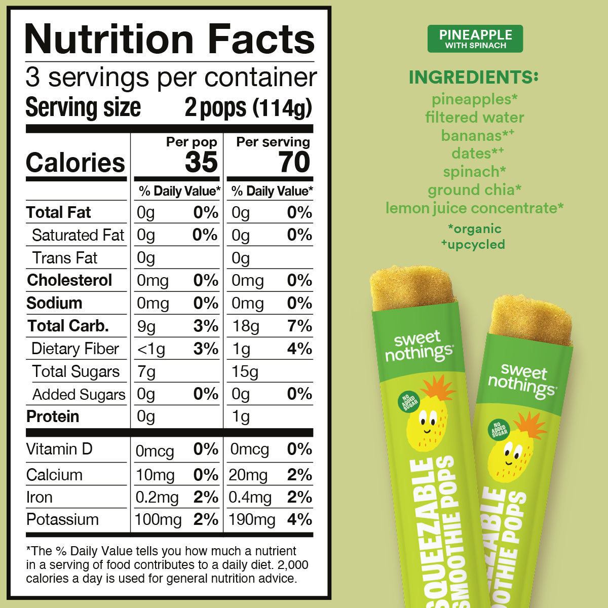 Pineapple Spinach Squeezable Smoothie Pops
