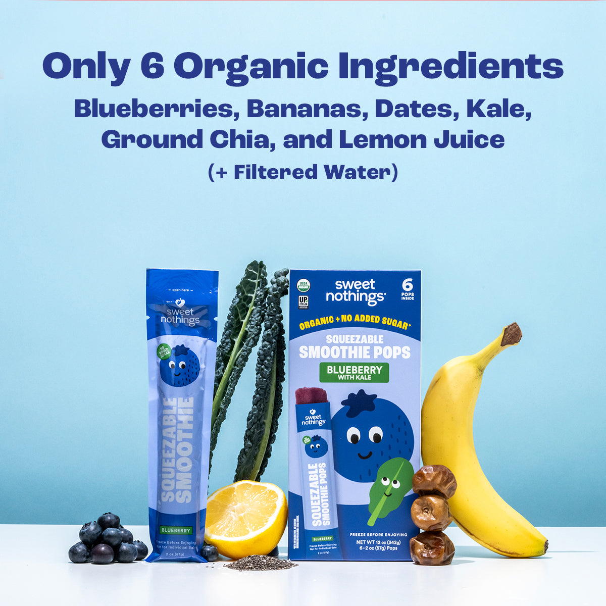 Blueberry Kale Squeezable Smoothie Pops