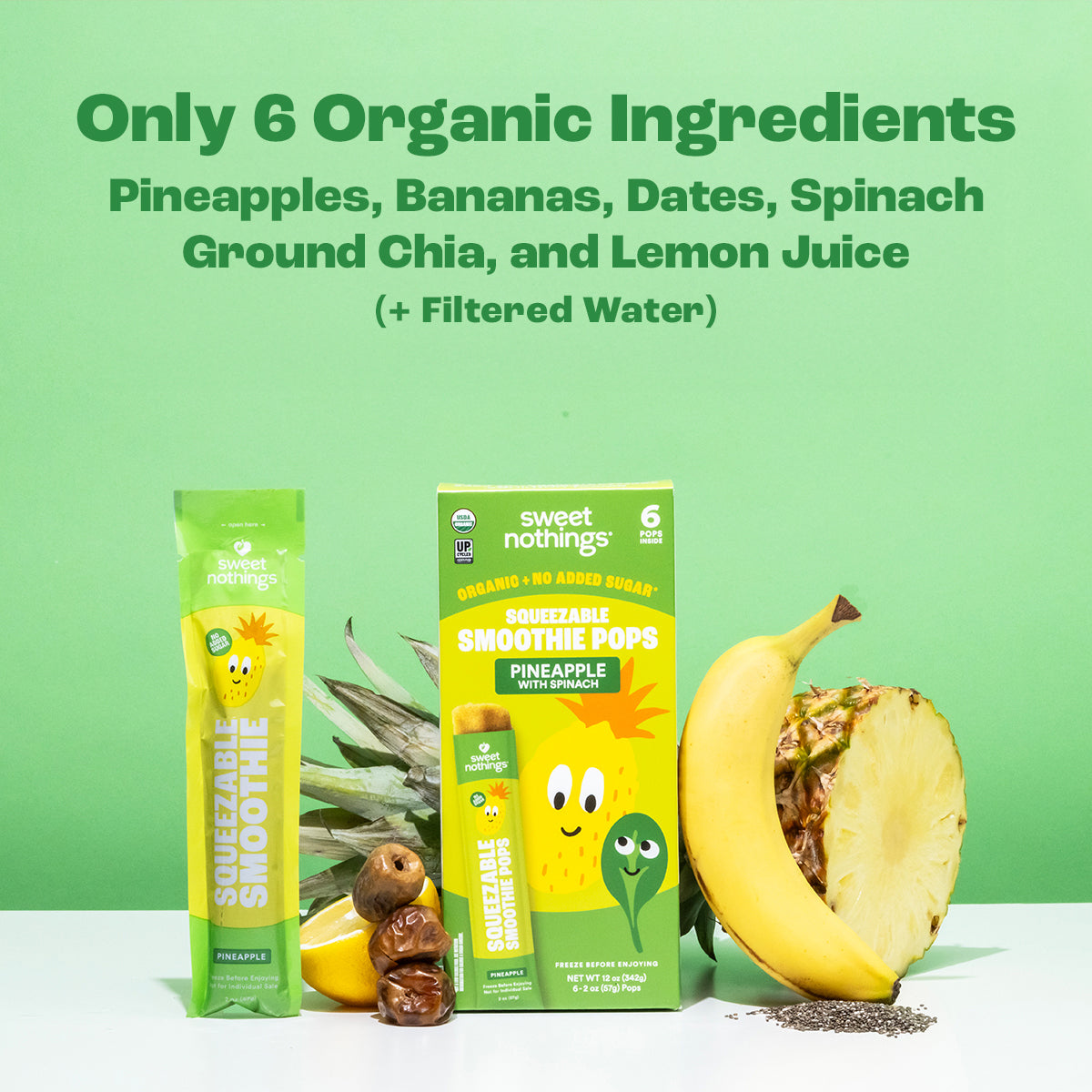 Pineapple Spinach Squeezable Smoothie Pops